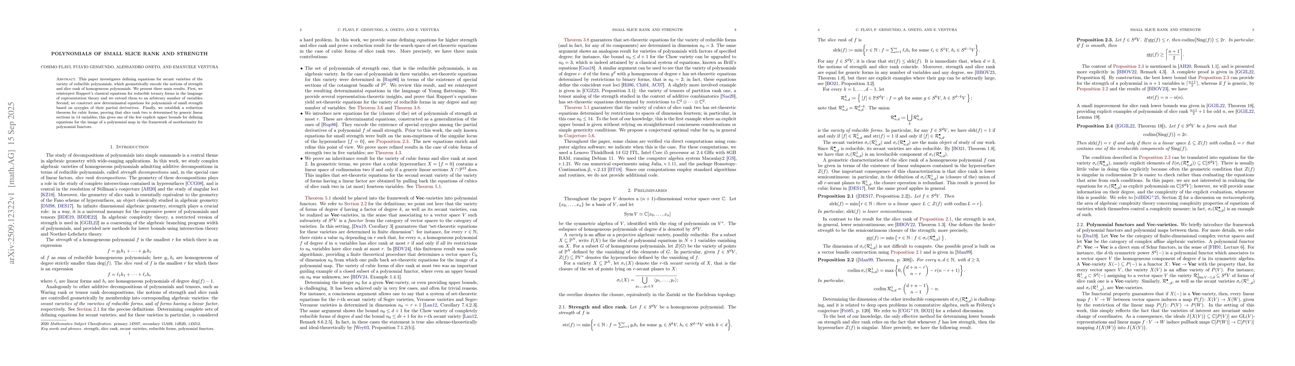 Thumbnail for Polynomials of small slice rank and strength