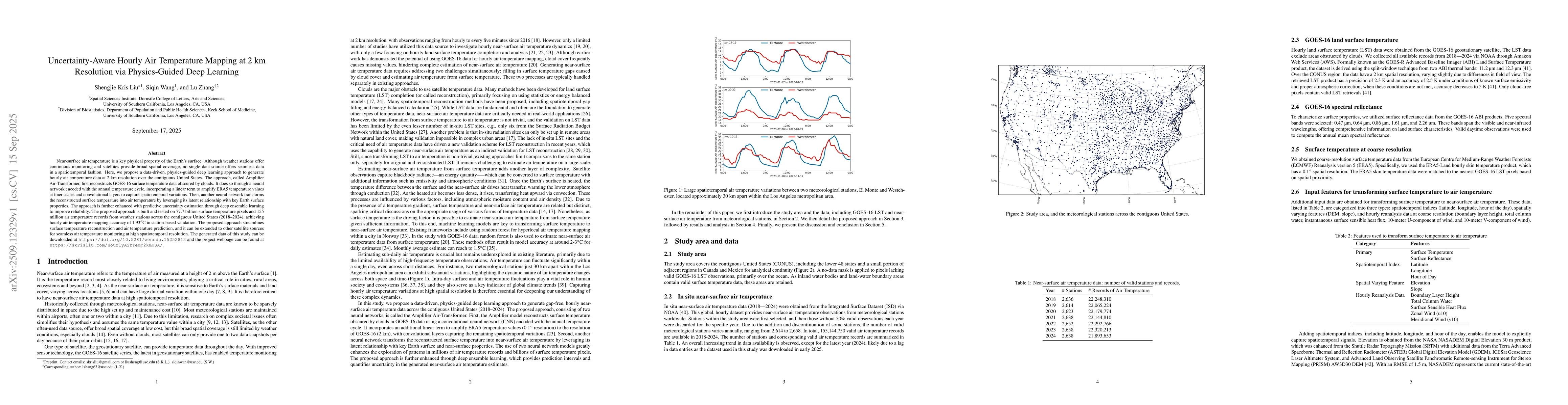 Thumbnail for Uncertainty-Aware Hourly Air Temperature Mapping at 2 km Resolution via
  Physics-Guided Deep Learning