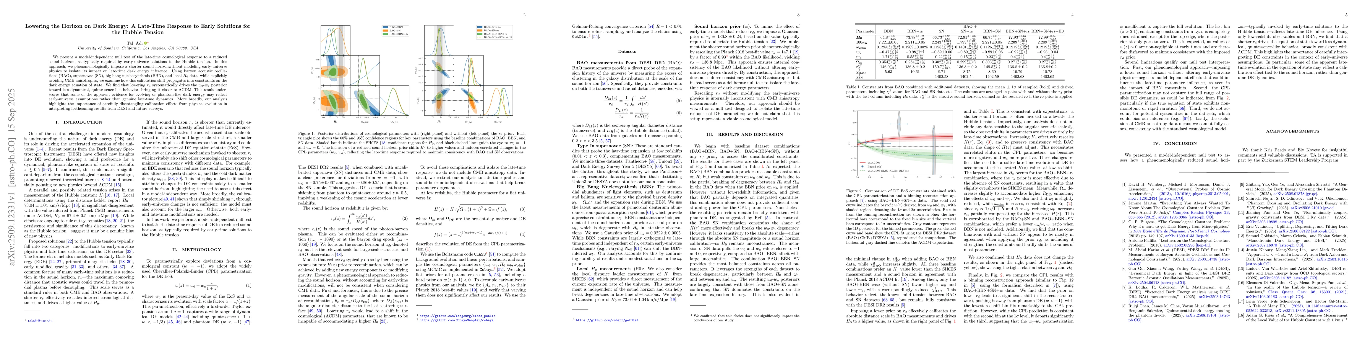 Thumbnail for Lowering the Horizon on Dark Energy: A Late-Time Response to Early
  Solutions for the Hubble Tension