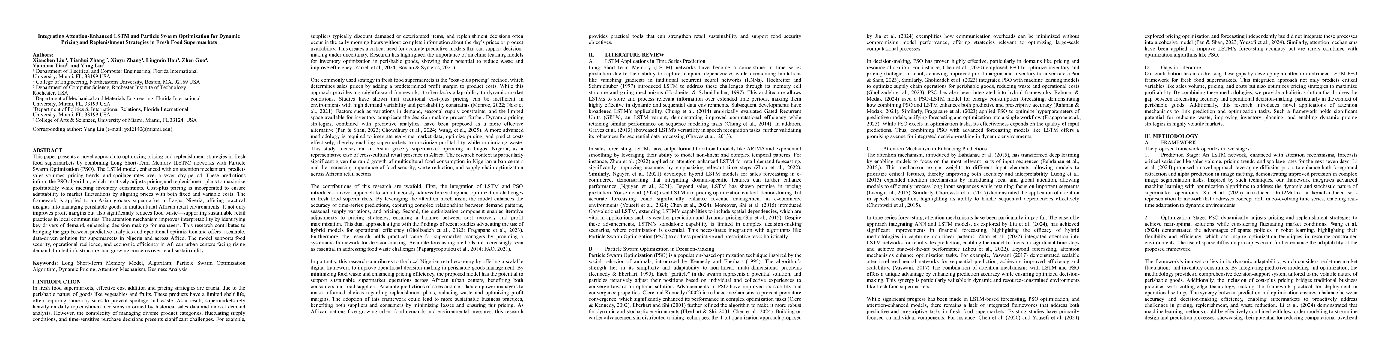 Thumbnail for Integrating Attention-Enhanced LSTM and Particle Swarm Optimization for
  Dynamic Pricing and Replenishment Strategies in Fresh Food Supermarkets