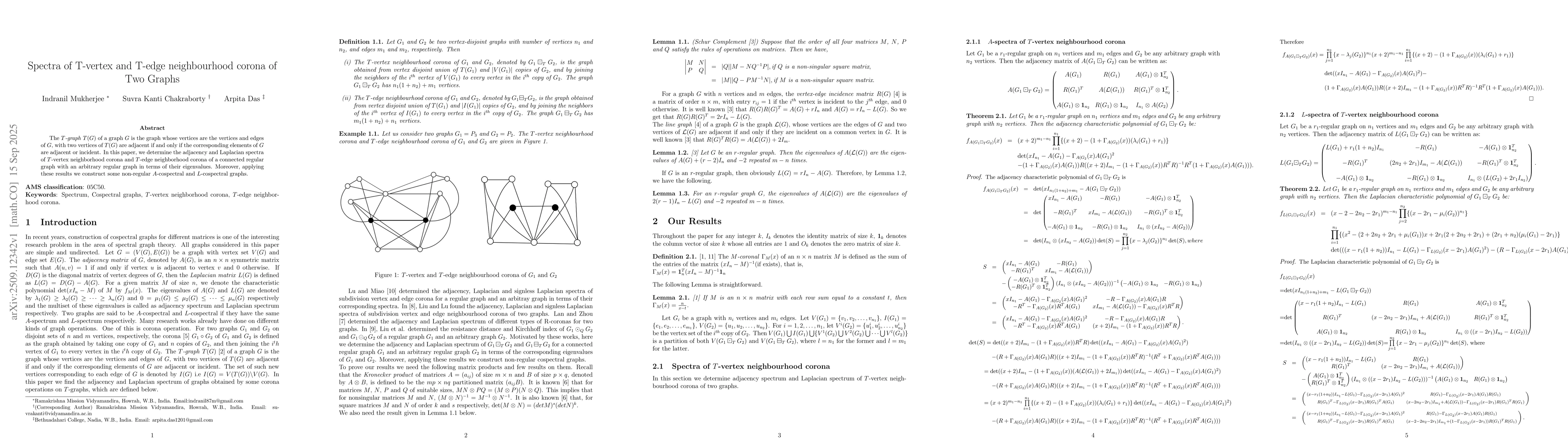 Thumbnail for Spectra of T-vertex and T-edge neighbourhood corona of Two Graphs