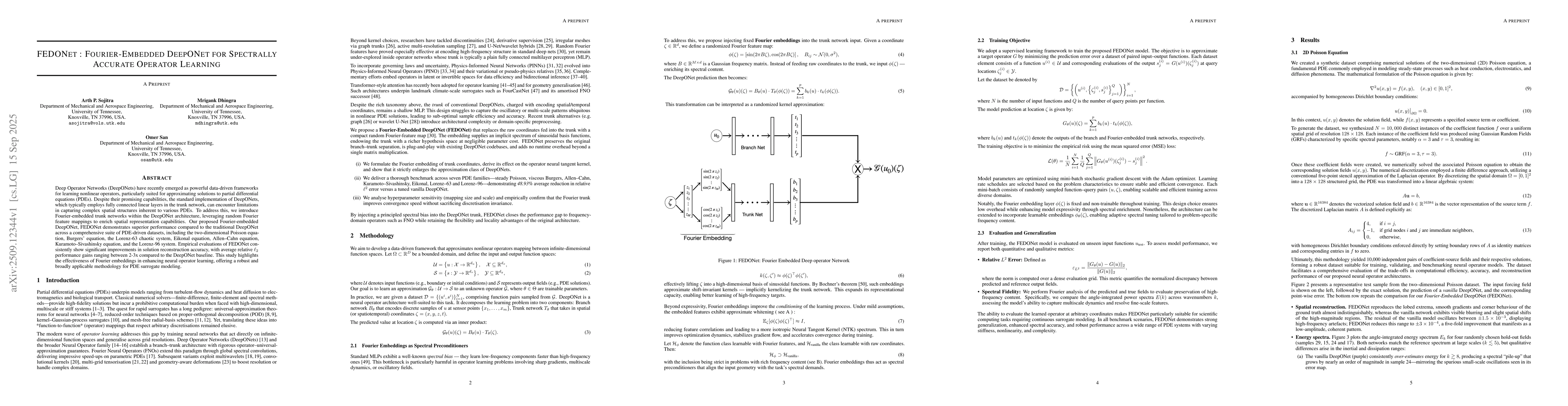 Thumbnail for FEDONet : Fourier-Embedded DeepONet for Spectrally Accurate Operator
  Learning