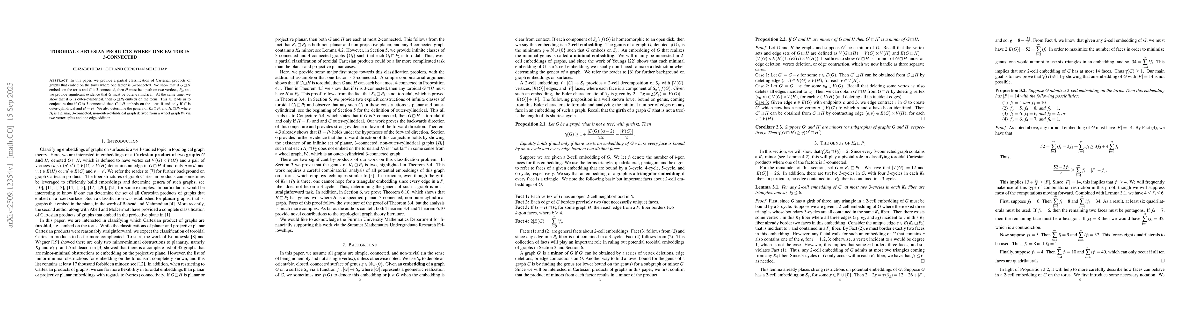 Thumbnail for Toroidal Cartesian Products Where One Factor is 3-Connected