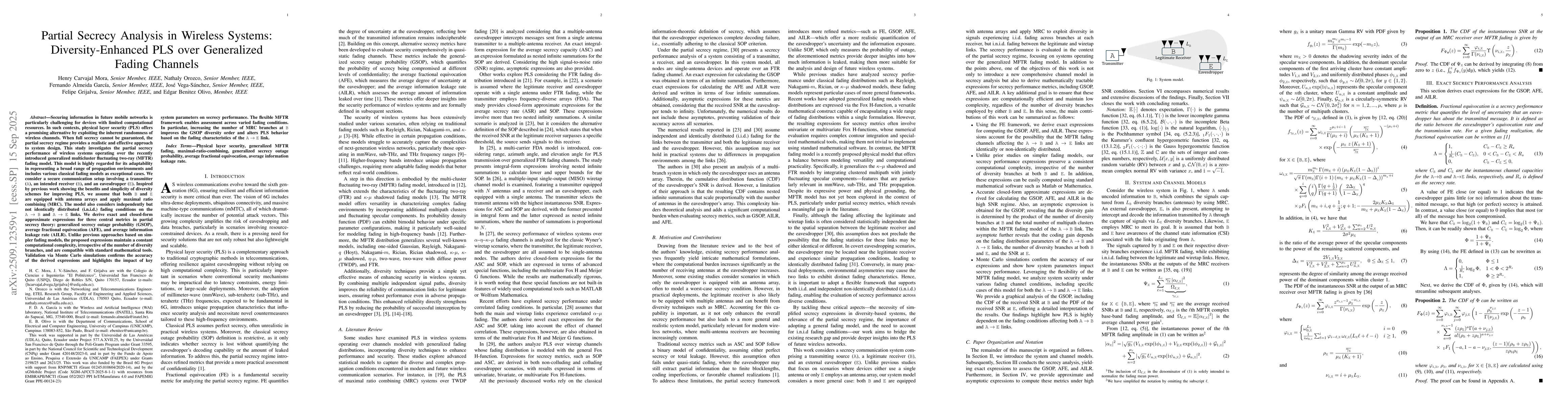 Thumbnail for Partial Secrecy Analysis in Wireless Systems: Diversity-Enhanced PLS
  over Generalized Fading Channels