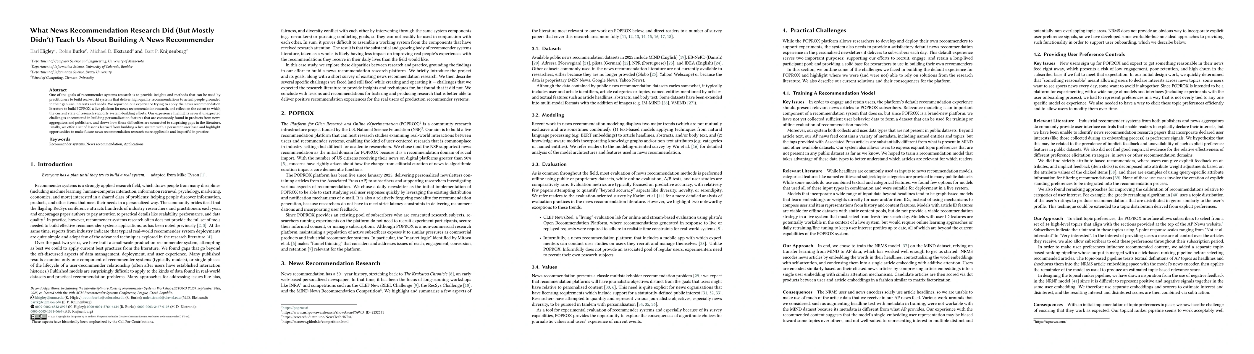 Thumbnail for What News Recommendation Research Did (But Mostly Didn't) Teach Us About
  Building A News Recommender