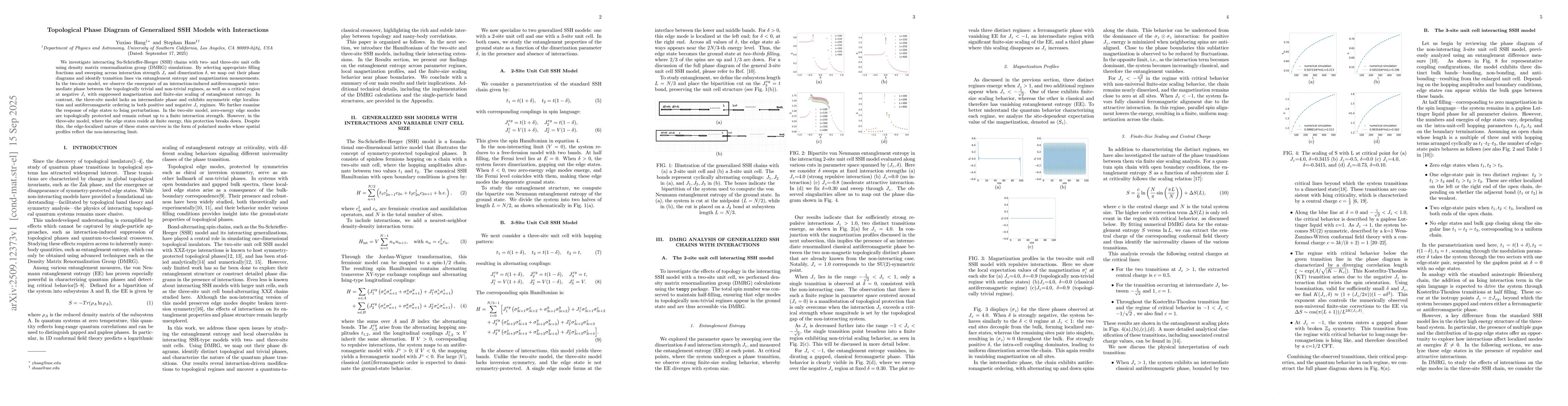 Thumbnail for Topological Phase Diagram of Generalized SSH Models with Interactions