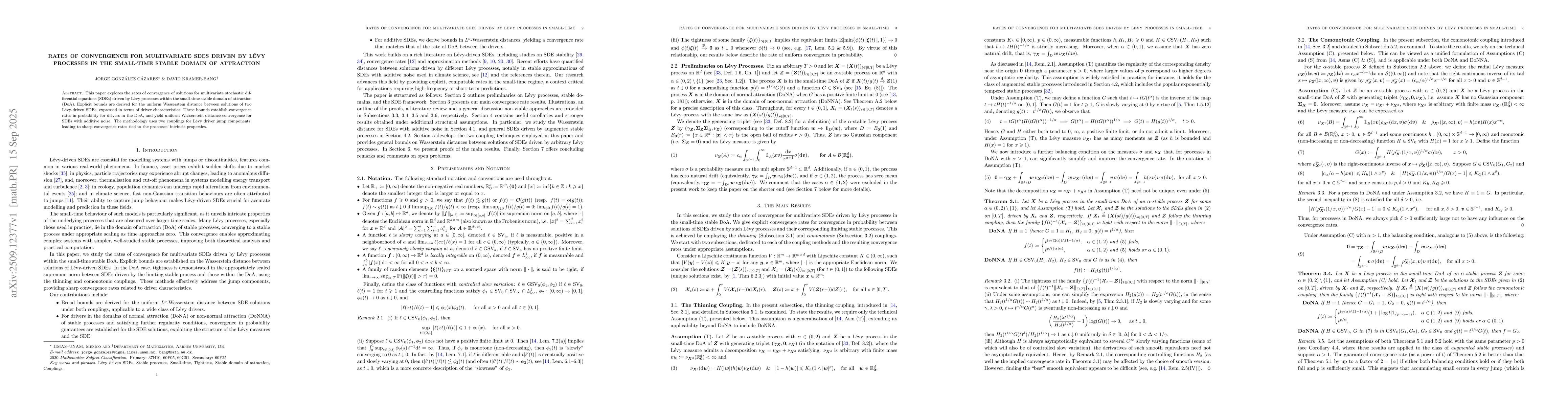 Thumbnail for Rates of convergence for multivariate SDEs driven by Lévy processes in
  the small-time stable domain of attraction