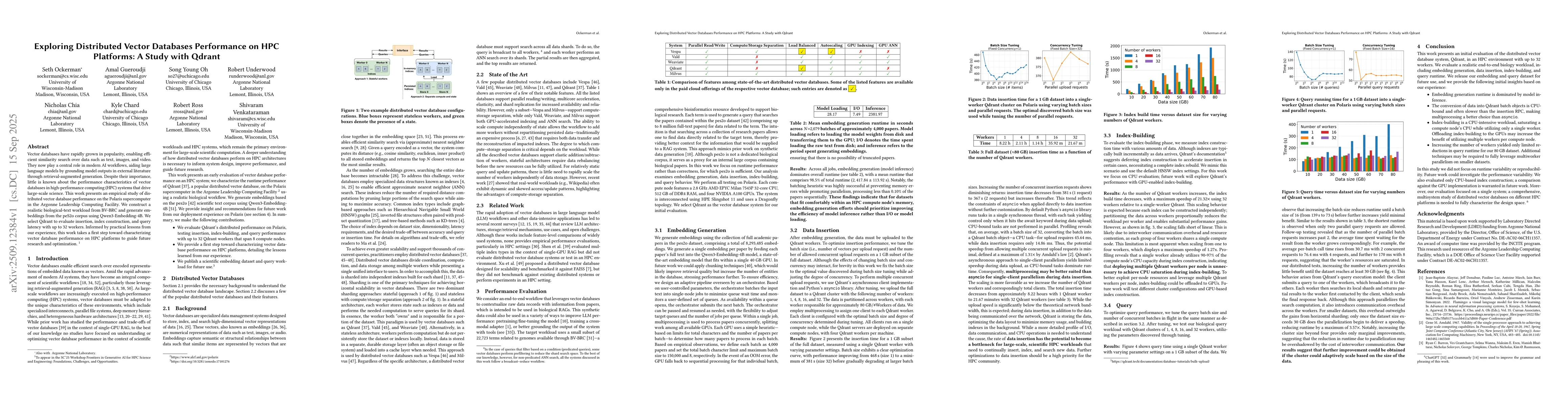 Thumbnail for Exploring Distributed Vector Databases Performance on HPC Platforms: A
  Study with Qdrant