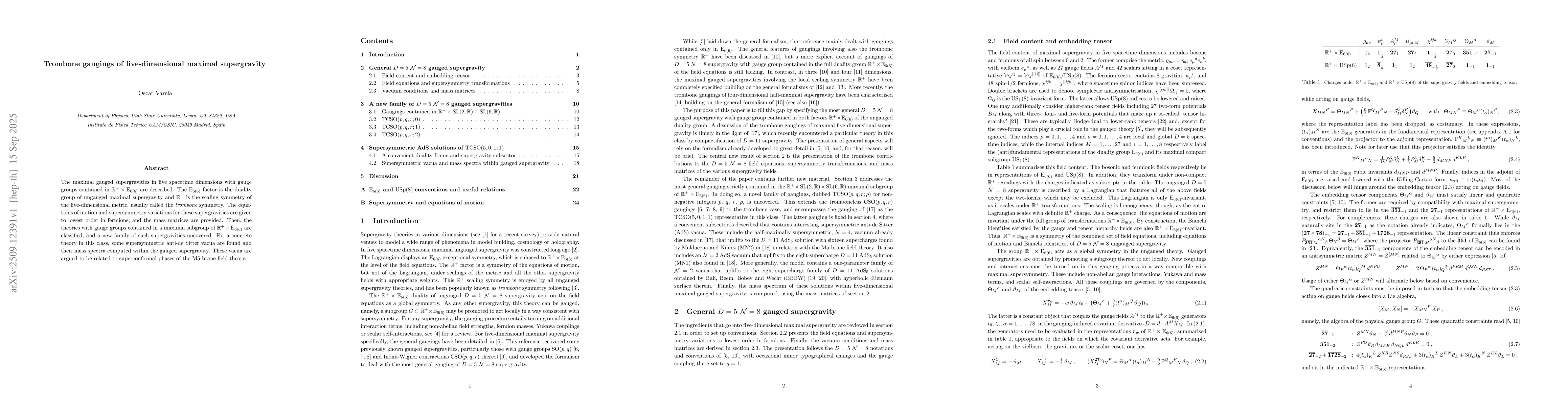 Thumbnail for Trombone gaugings of five-dimensional maximal supergravity
