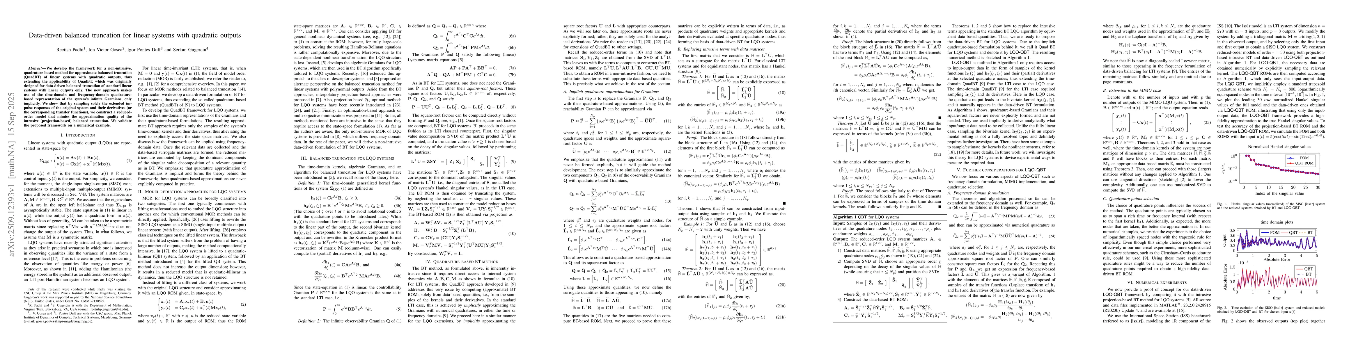 Thumbnail for Data-driven balanced truncation for linear systems with quadratic
  outputs