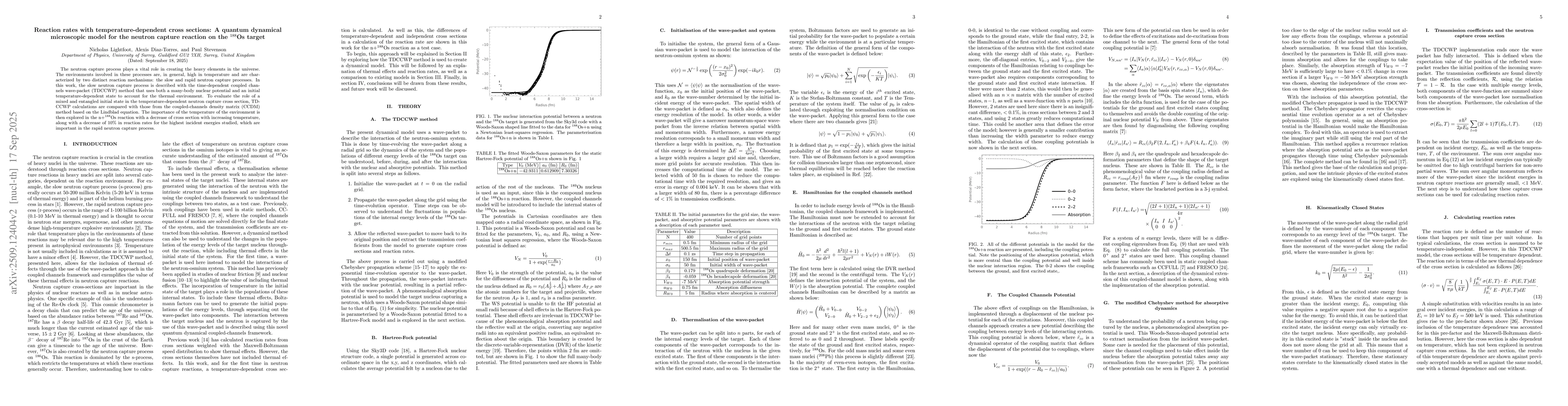 Thumbnail for Reaction rates with temperature-dependent cross sections: A quantum
  dynamical microscopic model for the neutron capture reaction on the
  $^{188}$Os target