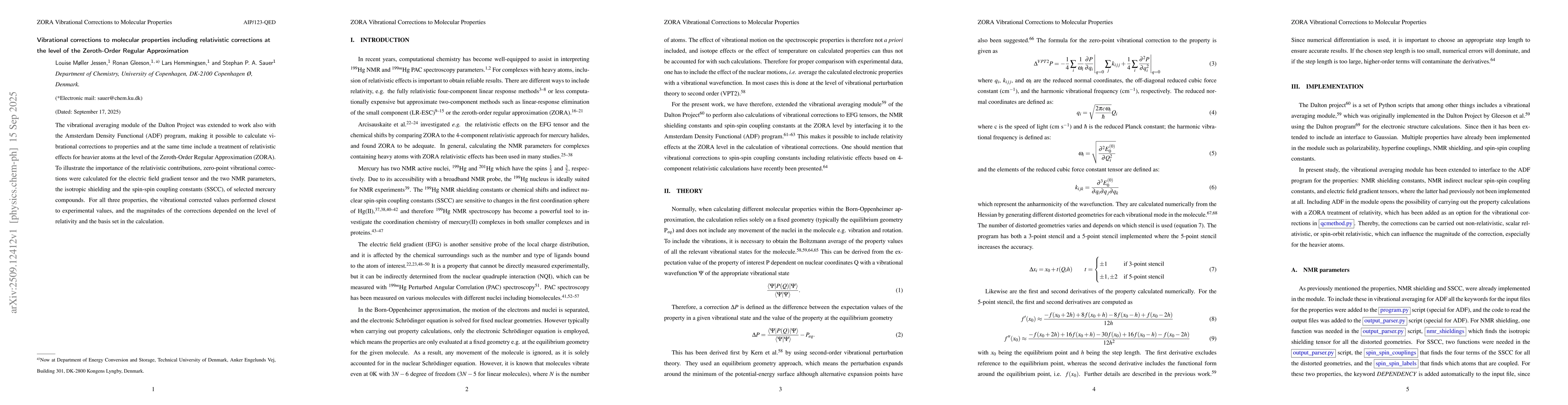 Thumbnail for Vibrational corrections to molecular properties including relativistic
  corrections at the level of the Zeroth-Order Regular Approximation