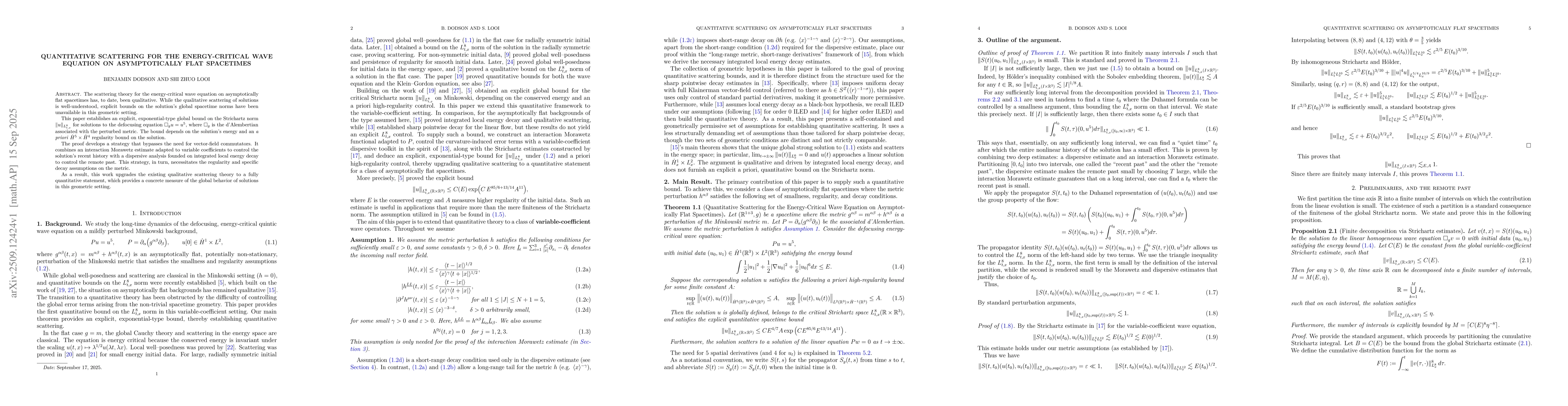 Thumbnail for Quantitative Scattering for the Energy-Critical Wave Equation on
  Asymptotically Flat Spacetimes