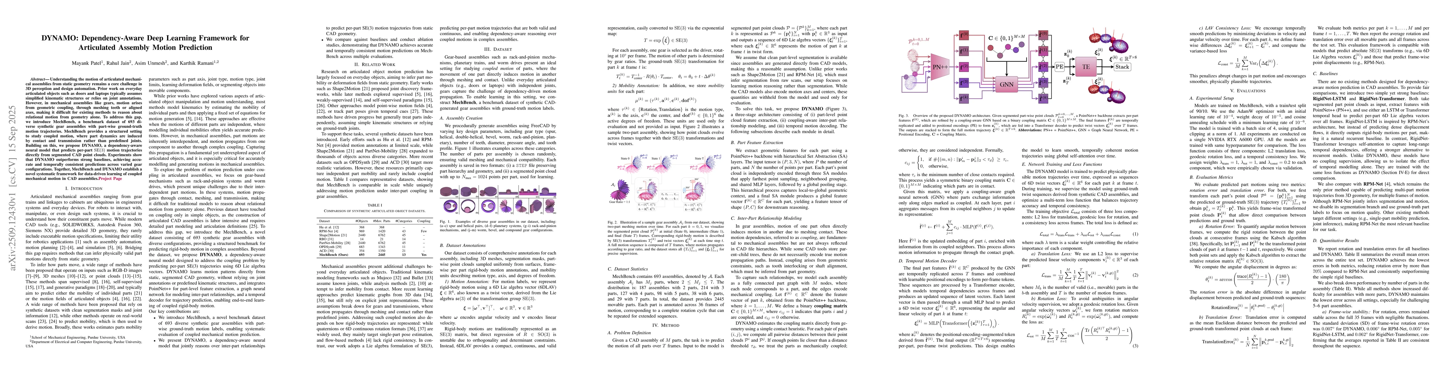 Thumbnail for DYNAMO: Dependency-Aware Deep Learning Framework for Articulated
  Assembly Motion Prediction