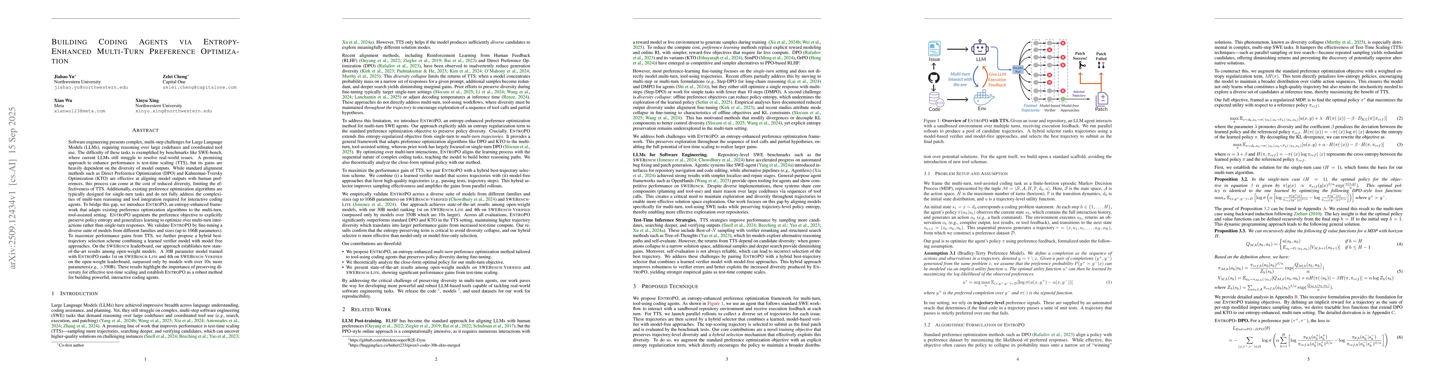 Thumbnail for Building Coding Agents via Entropy-Enhanced Multi-Turn Preference
  Optimization