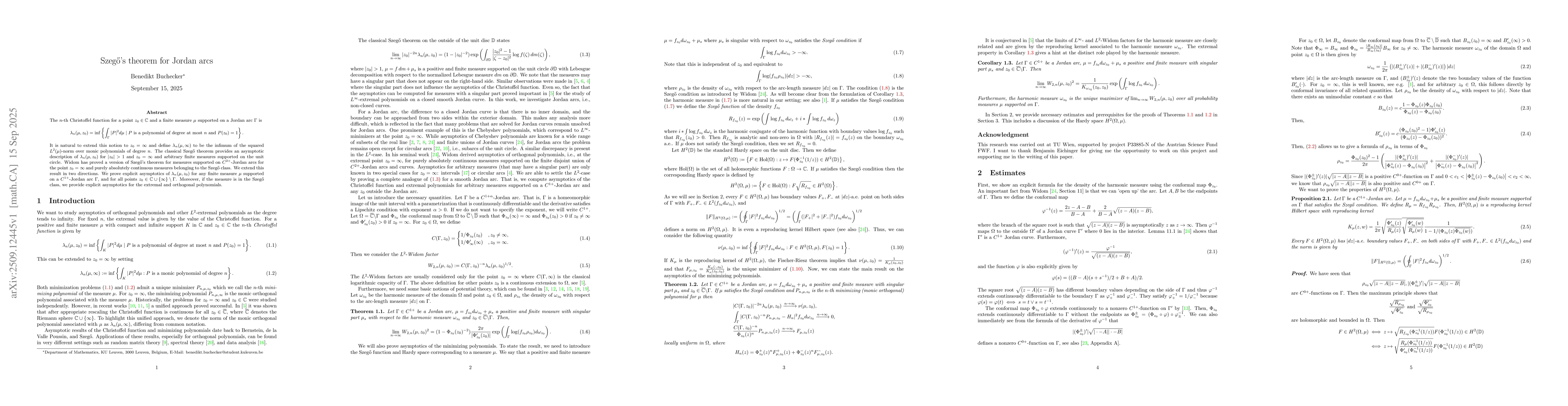 Thumbnail for Szegő's theorem for Jordan arcs