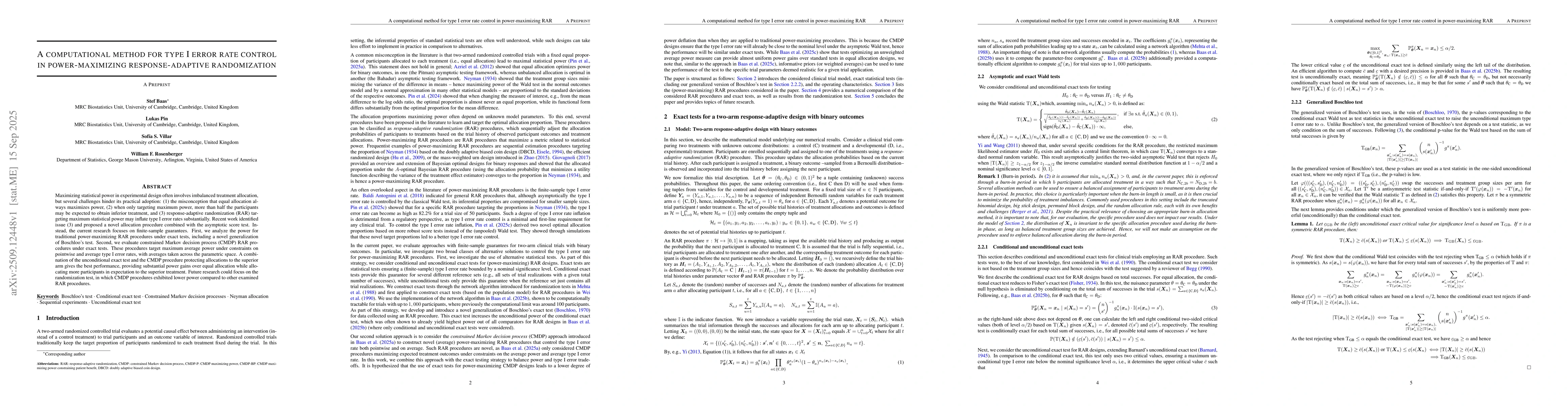 Thumbnail for A computational method for type I error rate control in power-maximizing
  response-adaptive randomization