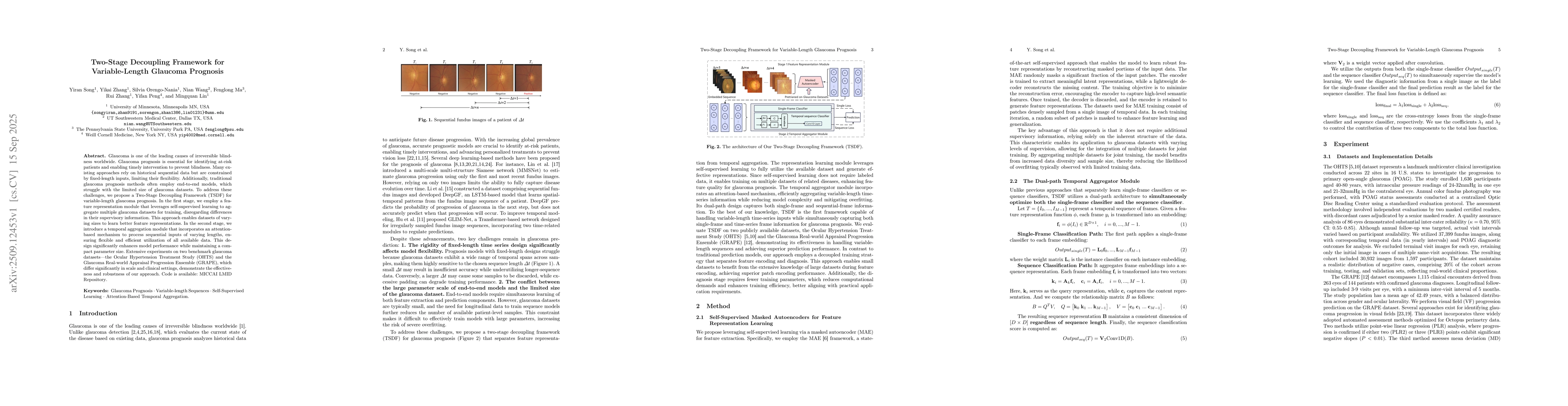 Thumbnail for Two-Stage Decoupling Framework for Variable-Length Glaucoma Prognosis