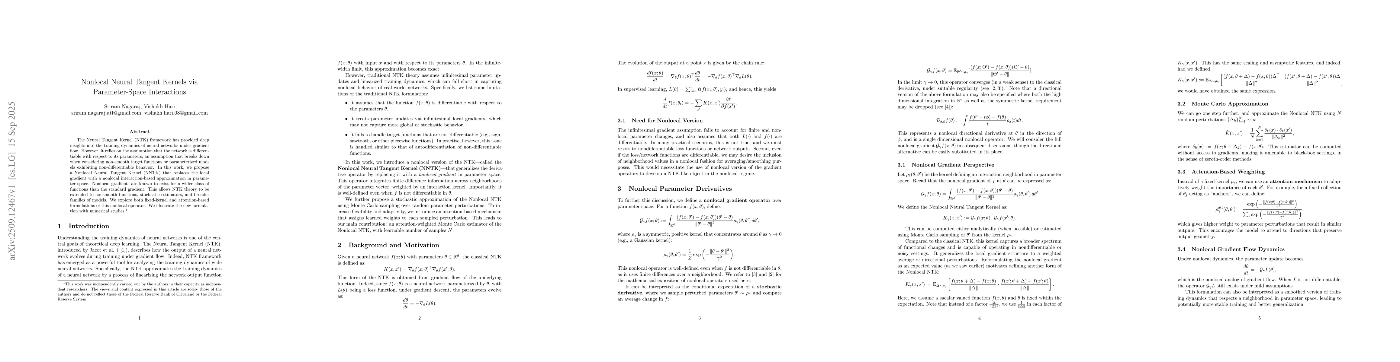 Thumbnail for Nonlocal Neural Tangent Kernels via Parameter-Space Interactions