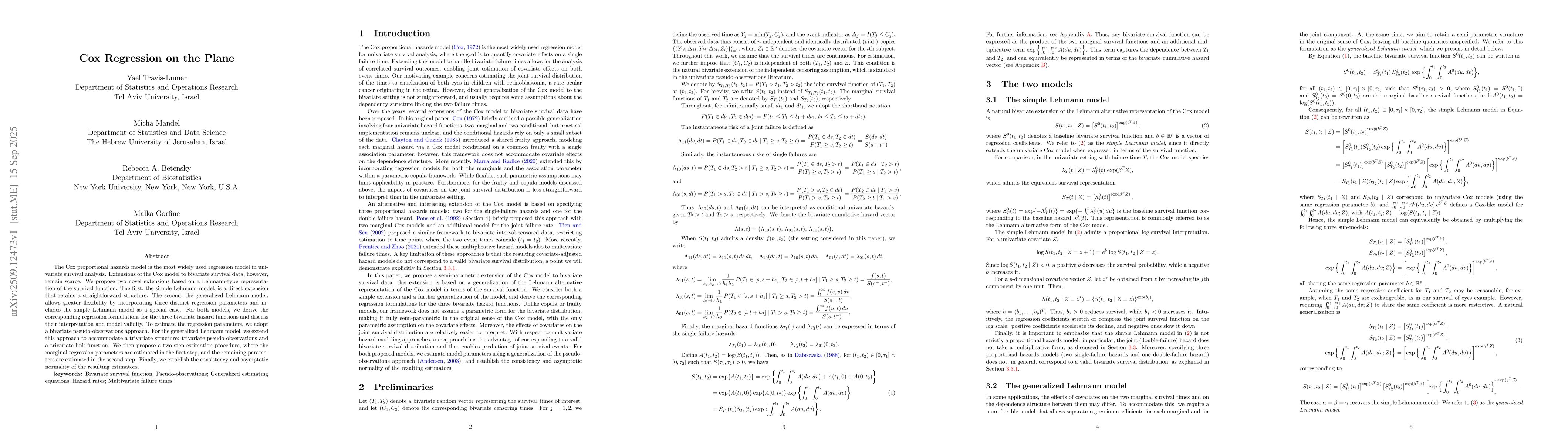 Thumbnail for Cox Regression on the Plane