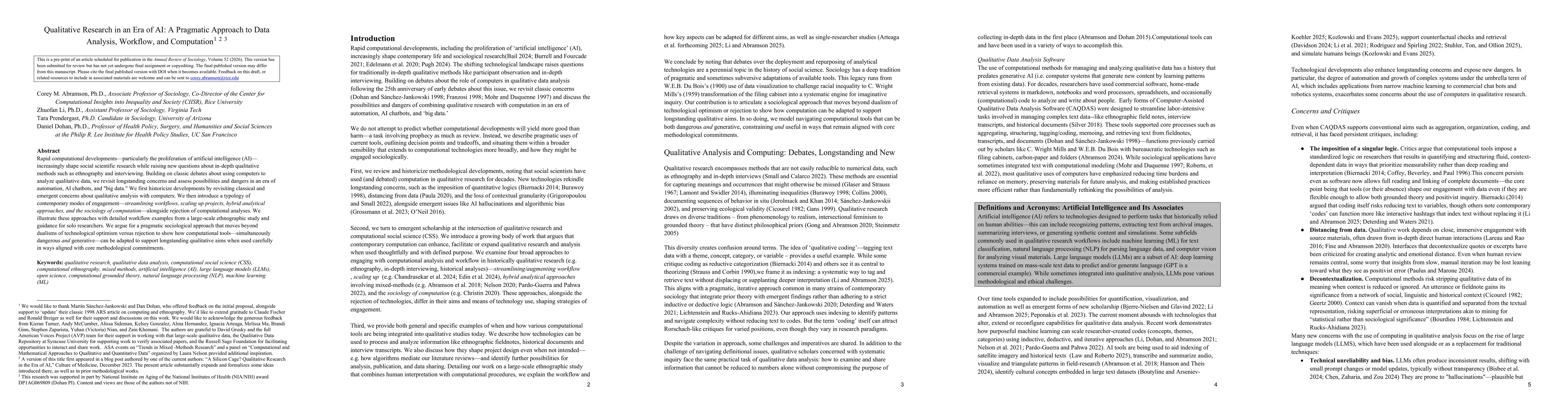 Thumbnail for Qualitative Research in an Era of AI: A Pragmatic Approach to Data
  Analysis, Workflow, and Computation