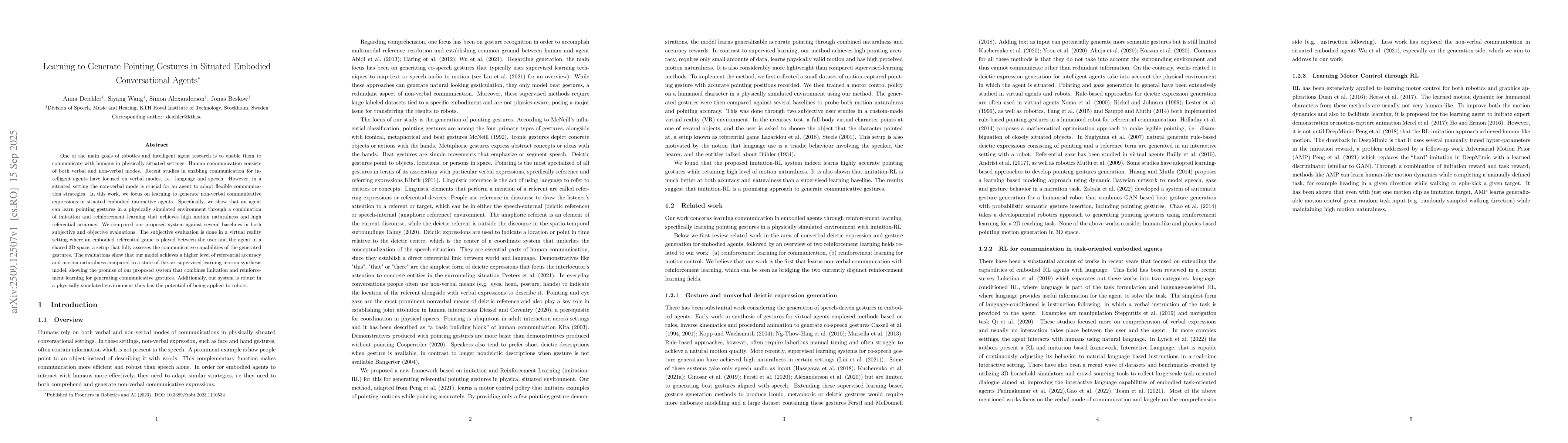 Thumbnail for Learning to Generate Pointing Gestures in Situated Embodied
  Conversational Agents