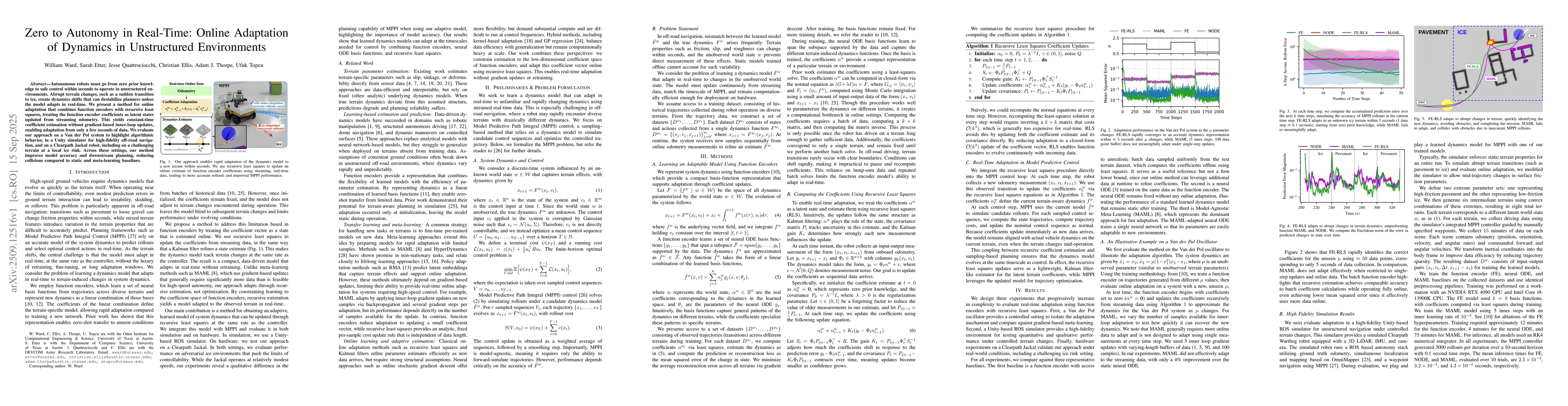 Thumbnail for Zero to Autonomy in Real-Time: Online Adaptation of Dynamics in
  Unstructured Environments