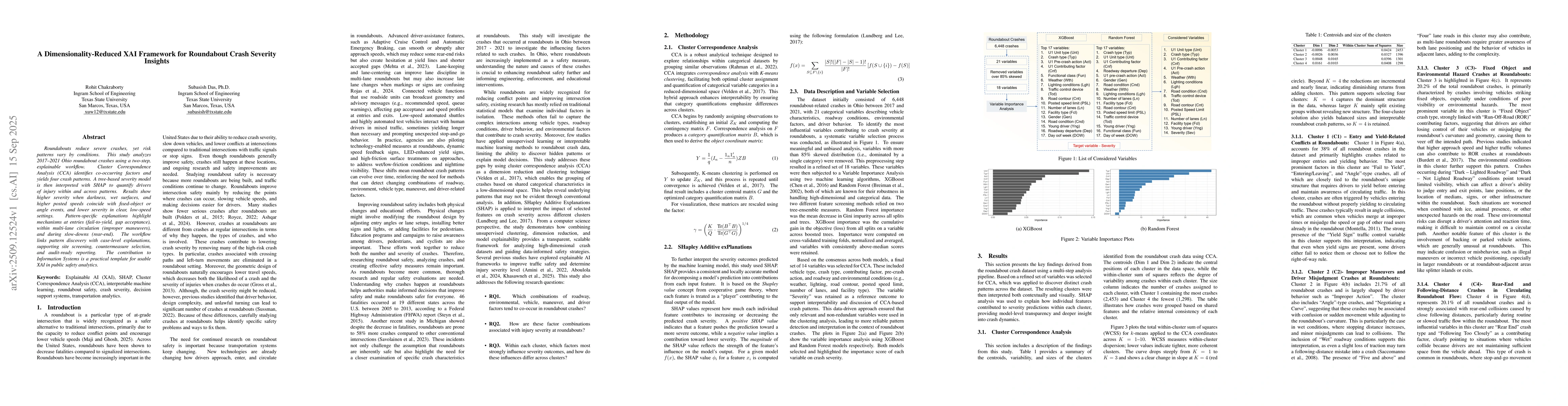 Thumbnail for A Dimensionality-Reduced XAI Framework for Roundabout Crash Severity
  Insights