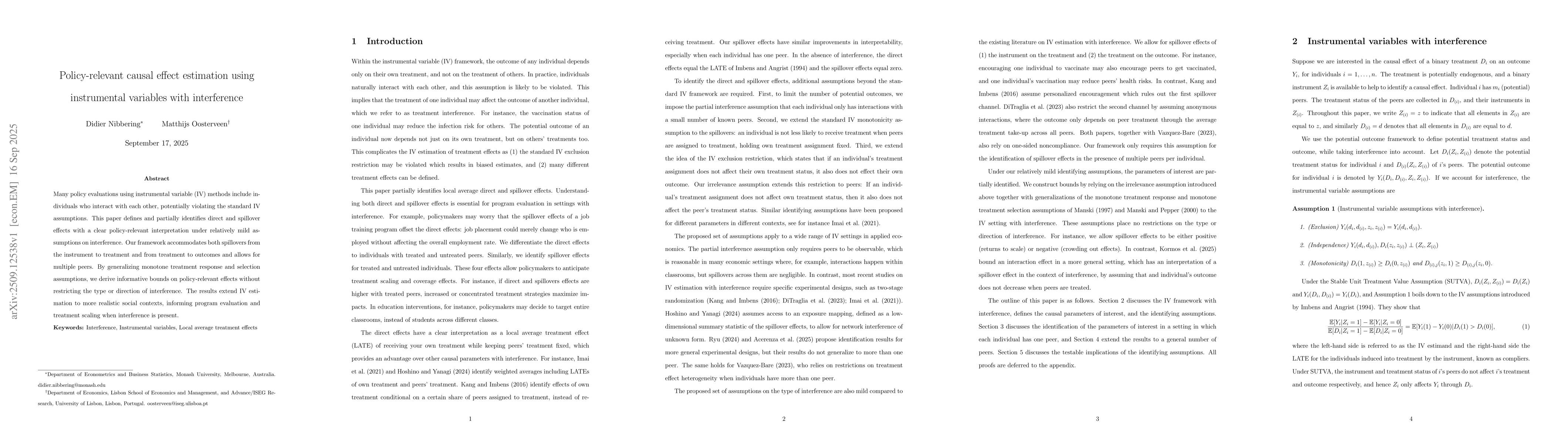 Thumbnail for Policy-relevant causal effect estimation using instrumental variables
  with interference