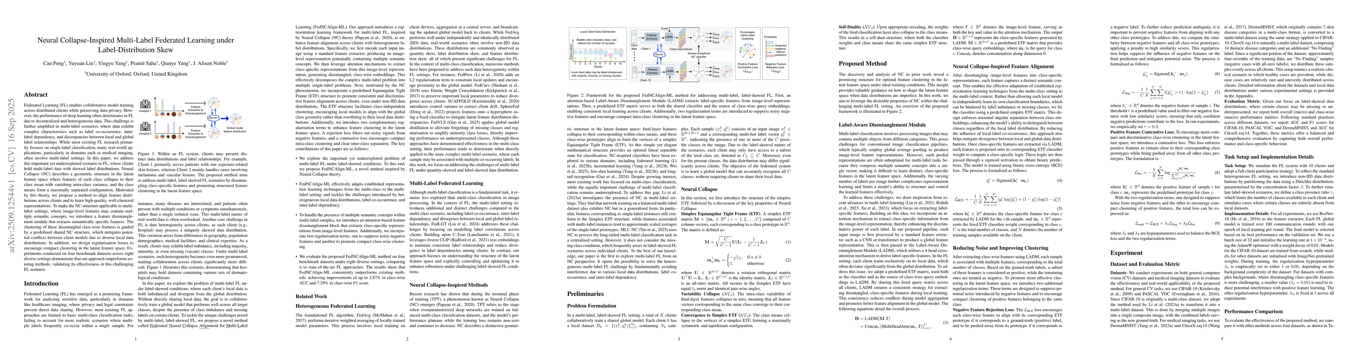 Thumbnail for Neural Collapse-Inspired Multi-Label Federated Learning under
  Label-Distribution Skew