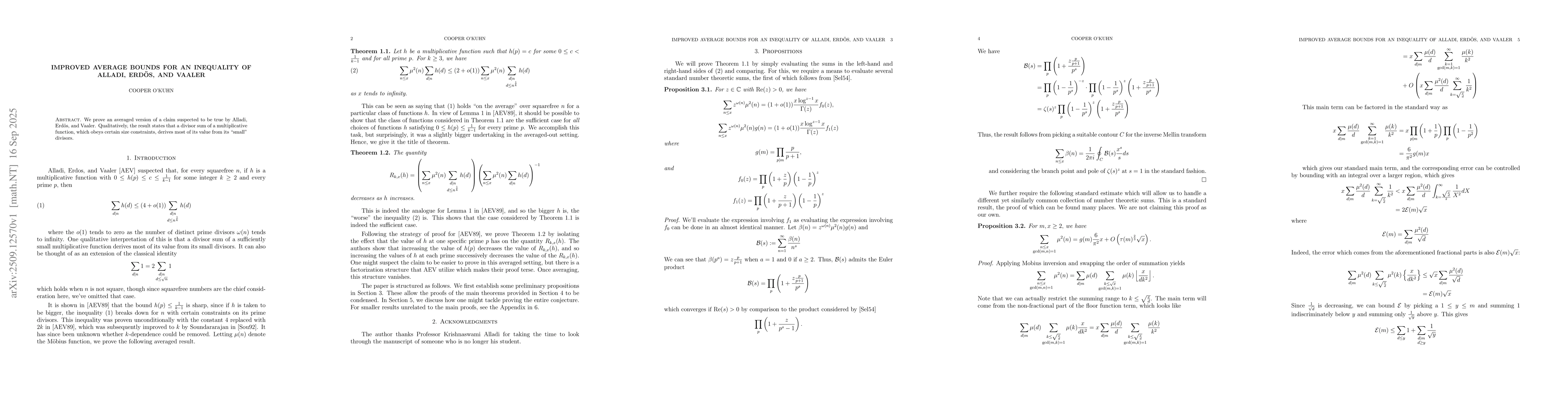 Thumbnail for Improved Average Bounds for an Inequality of Alladi, Erdös, and Vaaler