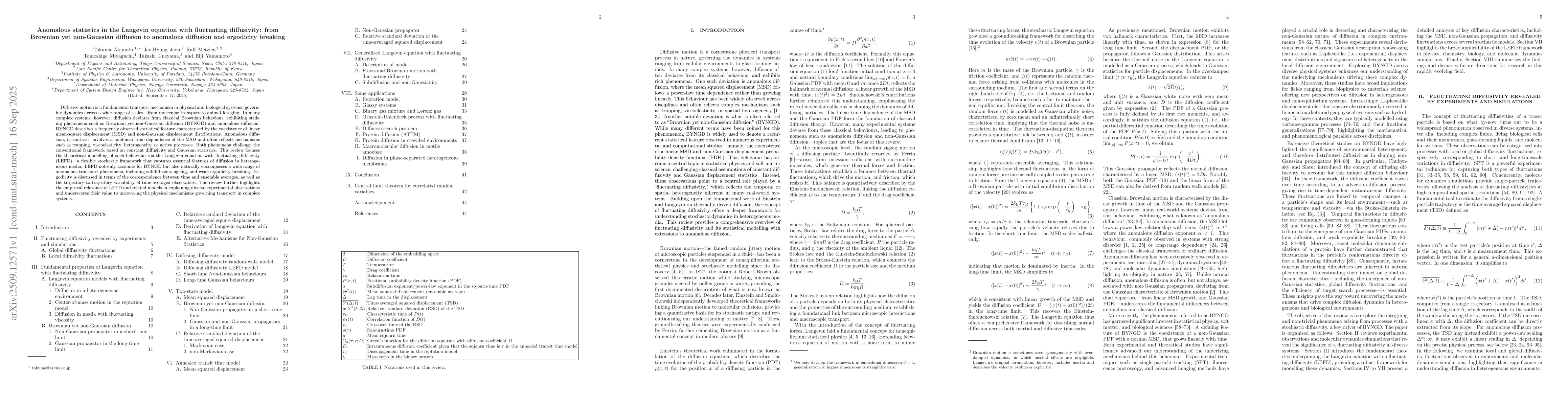 Thumbnail for Anomalous statistics in the Langevin equation with fluctuating
  diffusivity: from Brownian yet non-Gaussian diffusion to anomalous diffusion
  and ergodicity breaking