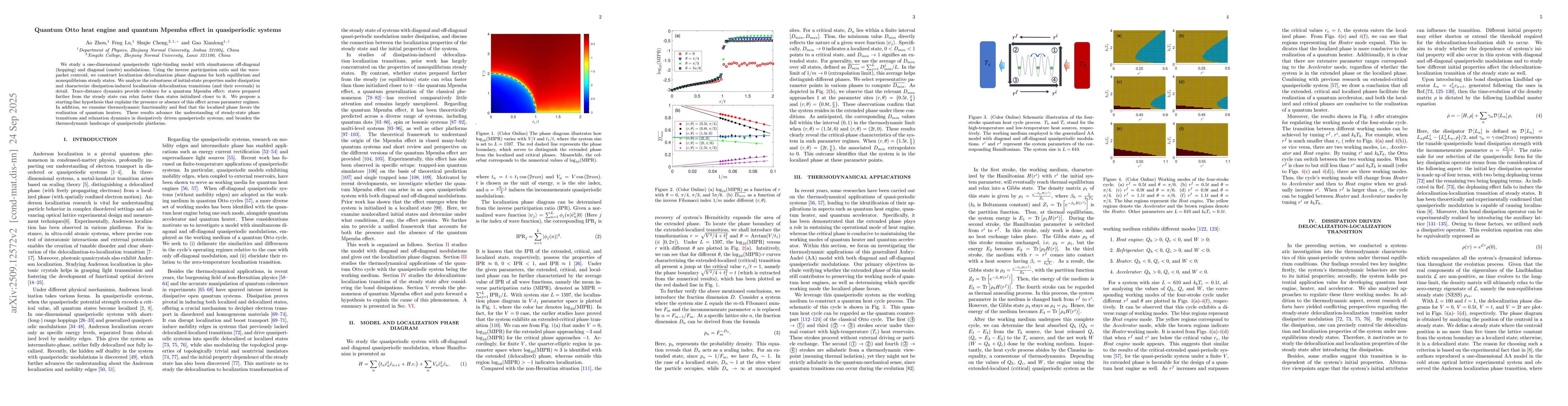 Thumbnail for Quantum Otto heat engine and quantum Mpemba effect in quasiperiodic
  systems