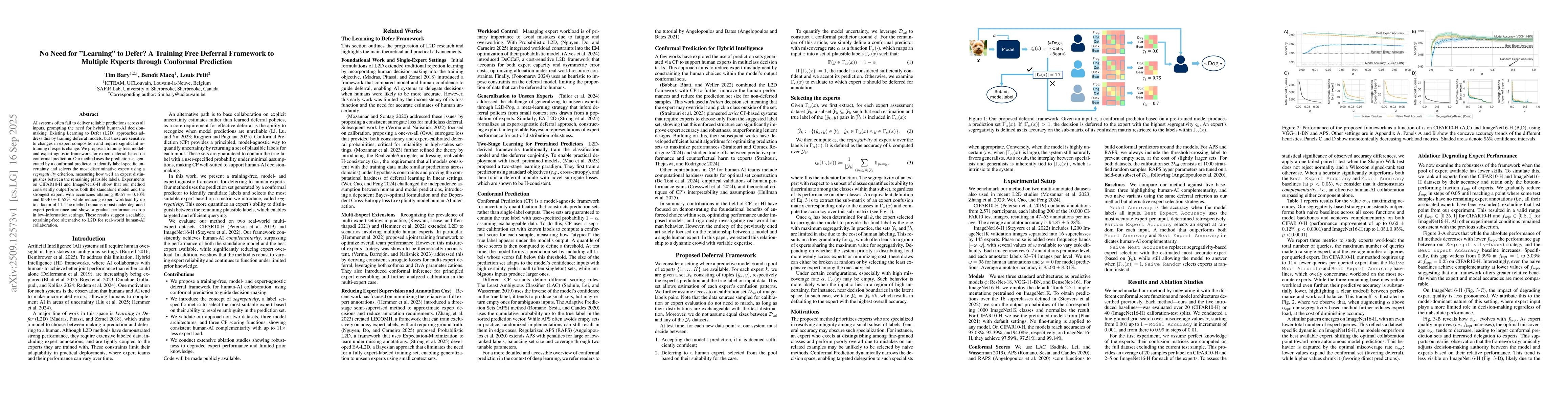 Thumbnail for No Need for "Learning" to Defer? A Training Free Deferral Framework to
  Multiple Experts through Conformal Prediction