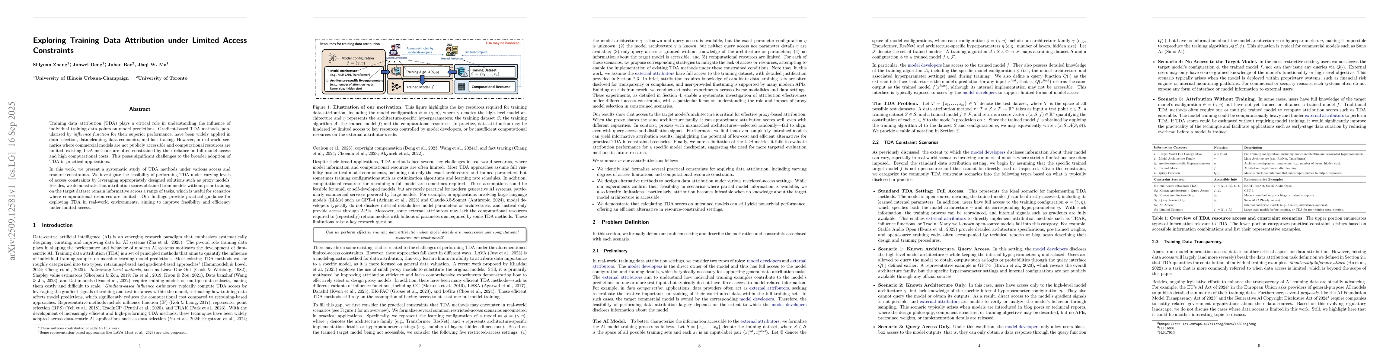 Thumbnail for Exploring Training Data Attribution under Limited Access Constraints