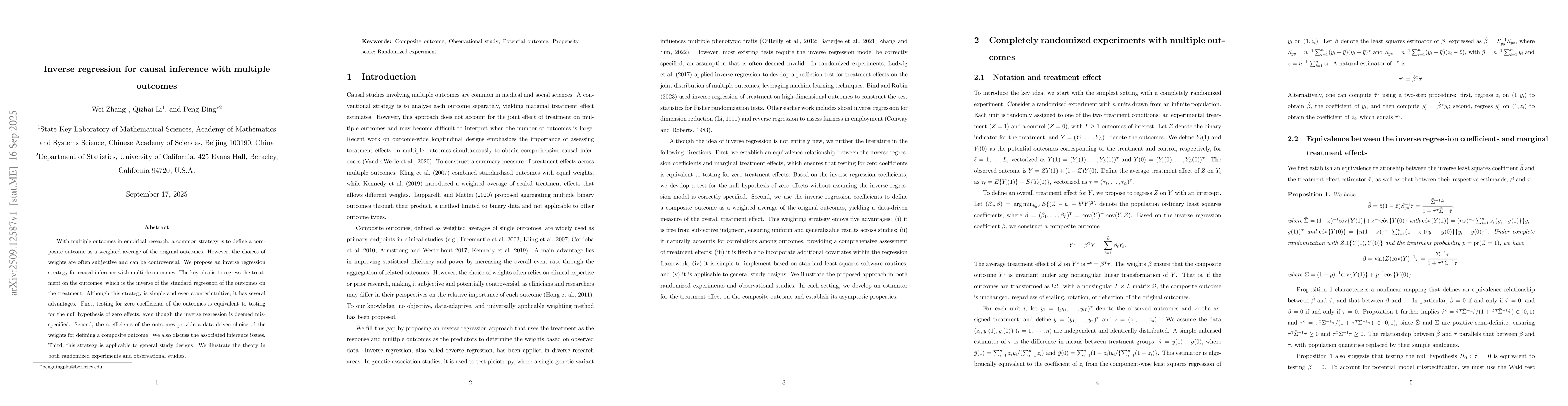 Thumbnail for Inverse regression for causal inference with multiple outcomes