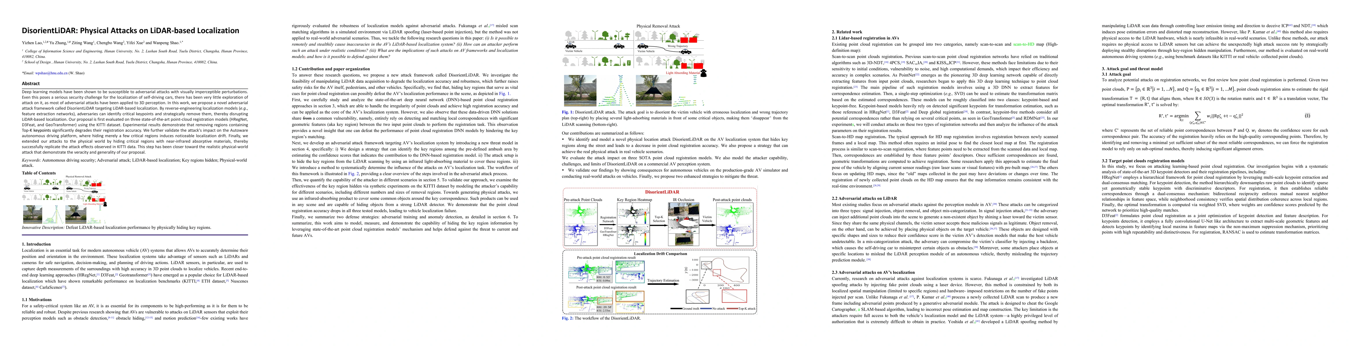 Thumbnail for DisorientLiDAR: Physical Attacks on LiDAR-based Localization