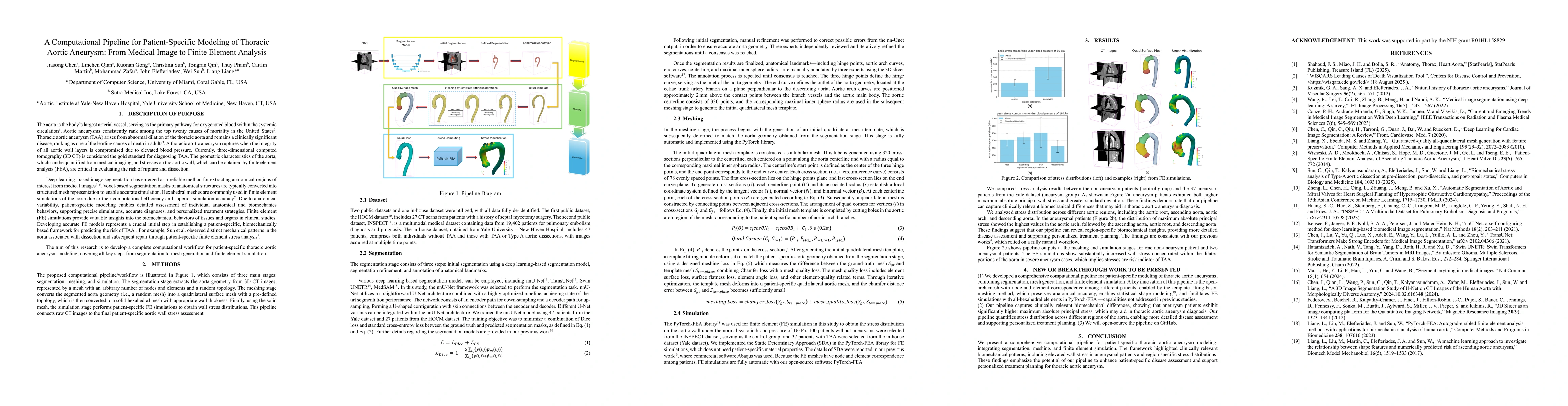 Thumbnail for A Computational Pipeline for Patient-Specific Modeling of Thoracic
  Aortic Aneurysm: From Medical Image to Finite Element Analysis