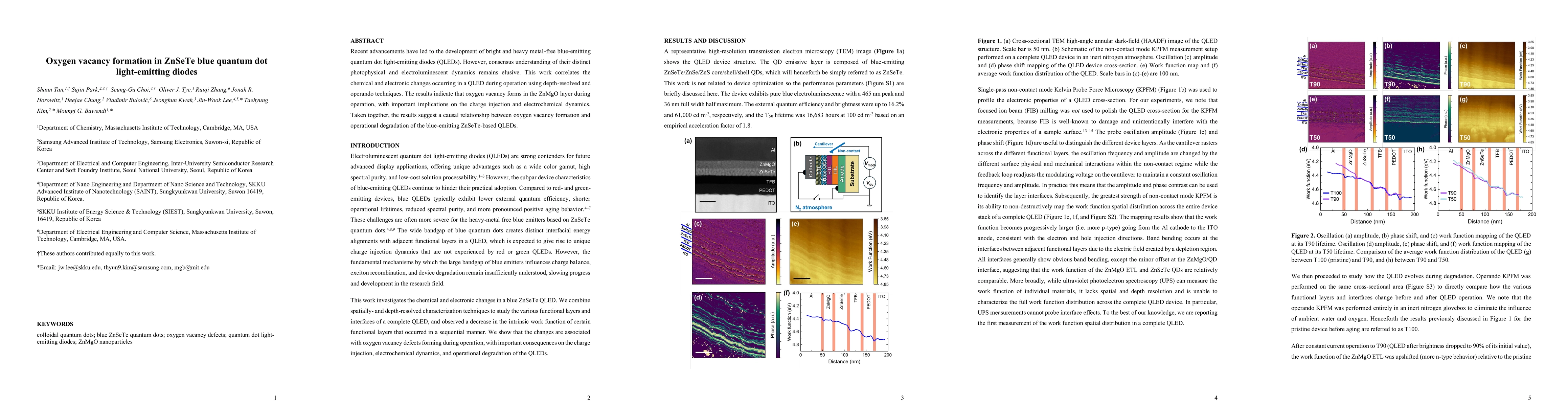 Thumbnail for Oxygen vacancy formation in ZnSeTe blue quantum dot light-emitting
  diodes