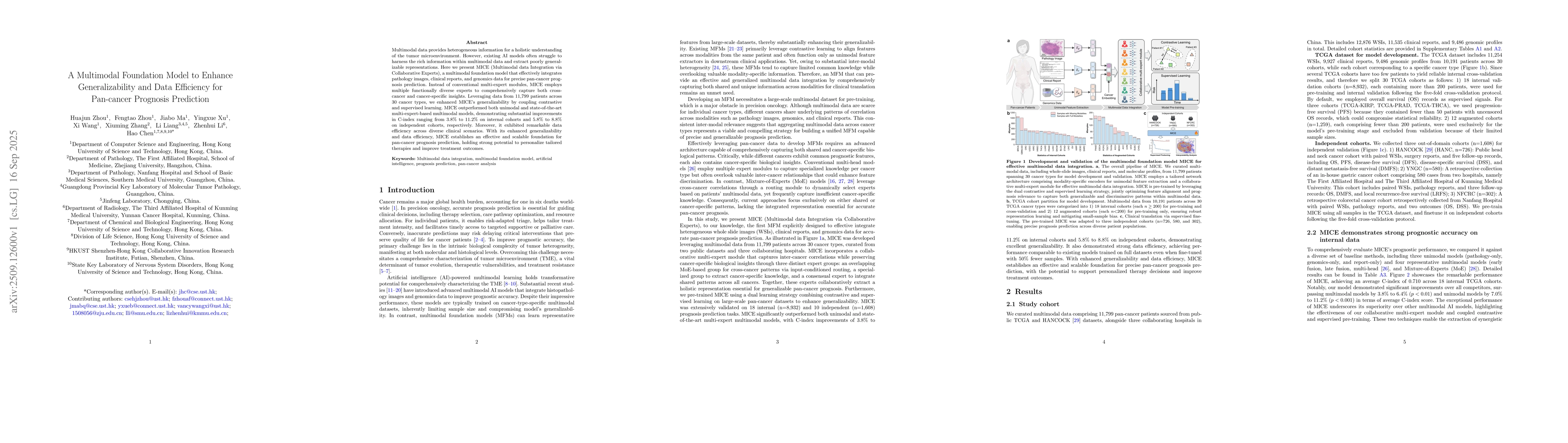 Thumbnail for A Multimodal Foundation Model to Enhance Generalizability and Data
  Efficiency for Pan-cancer Prognosis Prediction
