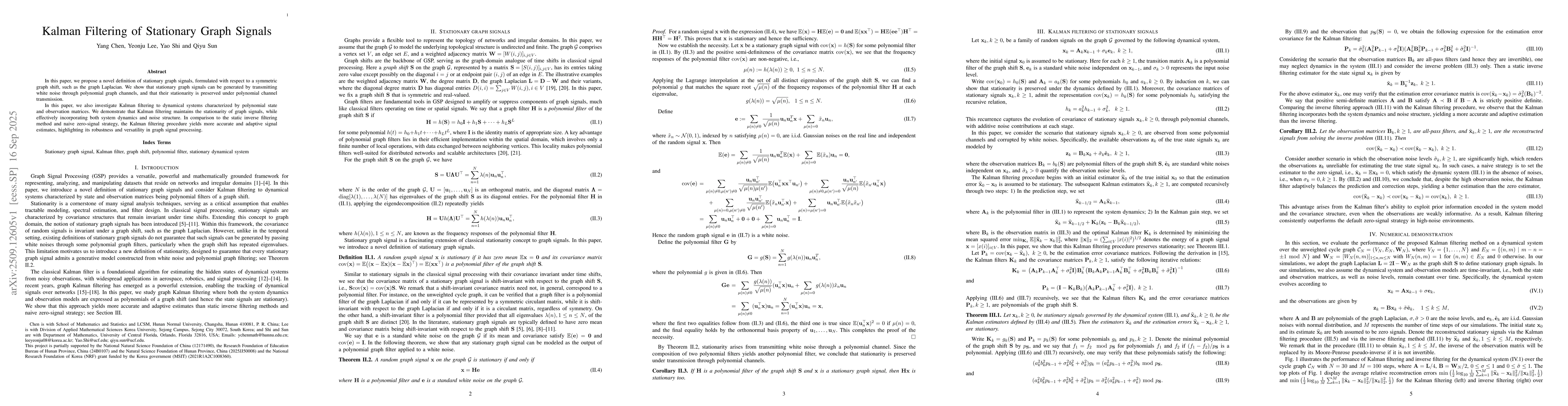 Thumbnail for Kalman Filtering of Stationary Graph Signals
