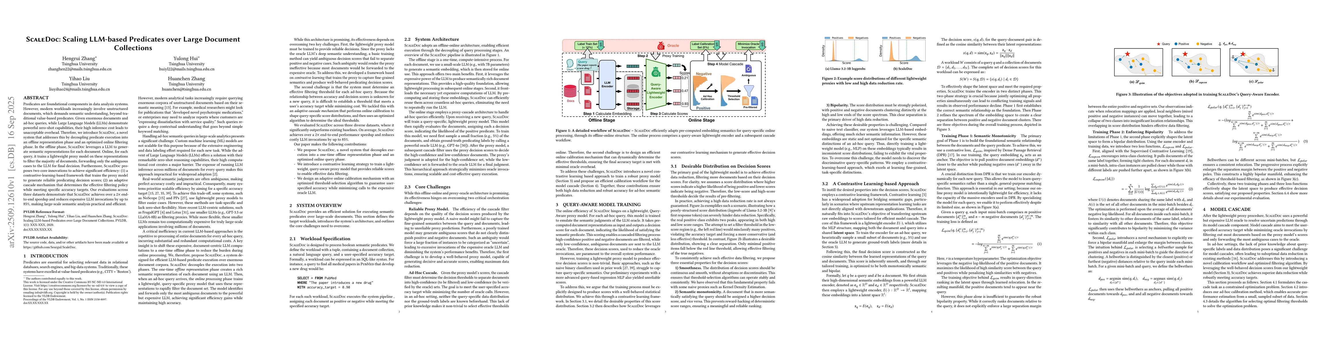 Thumbnail for ScaleDoc: Scaling LLM-based Predicates over Large Document Collections