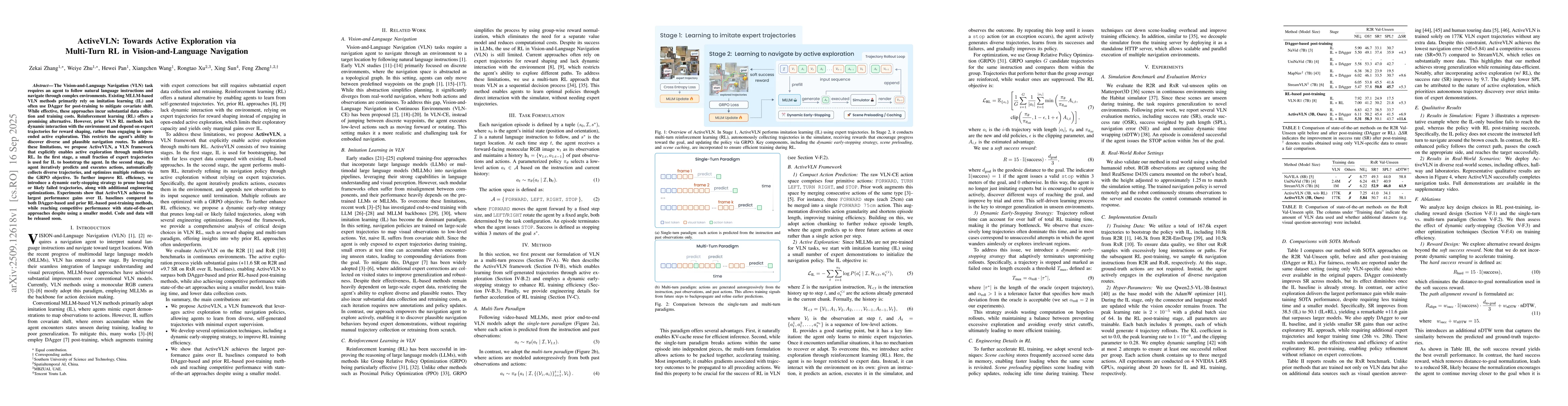 Thumbnail for ActiveVLN: Towards Active Exploration via Multi-Turn RL in
  Vision-and-Language Navigation
