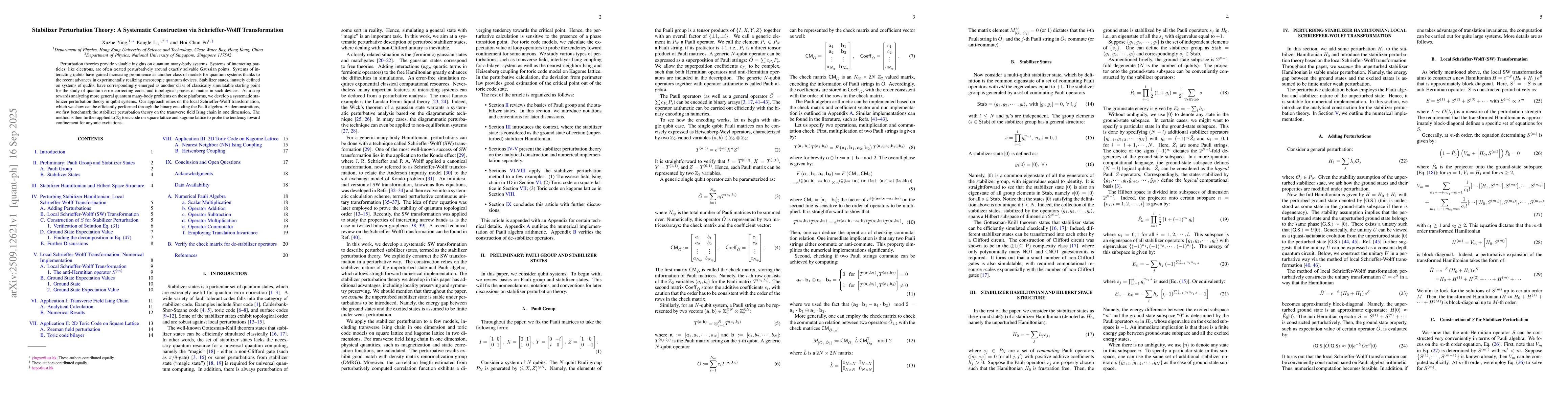 Thumbnail for Stabilizer Perturbation Theory: A Systematic Construction via
  Schrieffer-Wolff Transformation