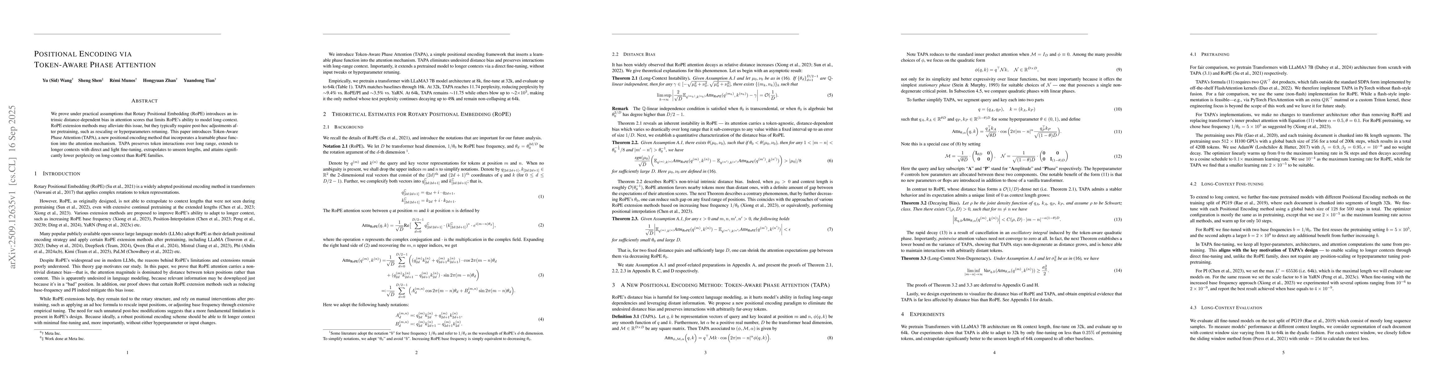 Thumbnail for Positional Encoding via Token-Aware Phase Attention