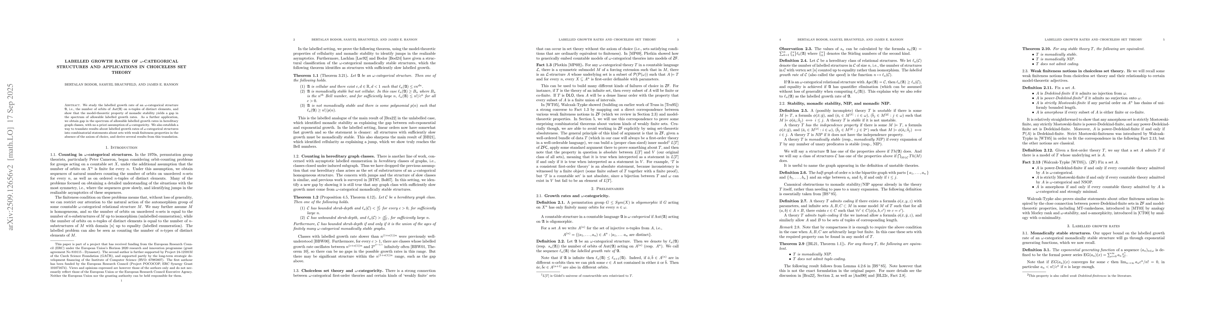 Thumbnail for Labelled growth rates of $ω$-categorical structures and
  applications in choiceless set theory