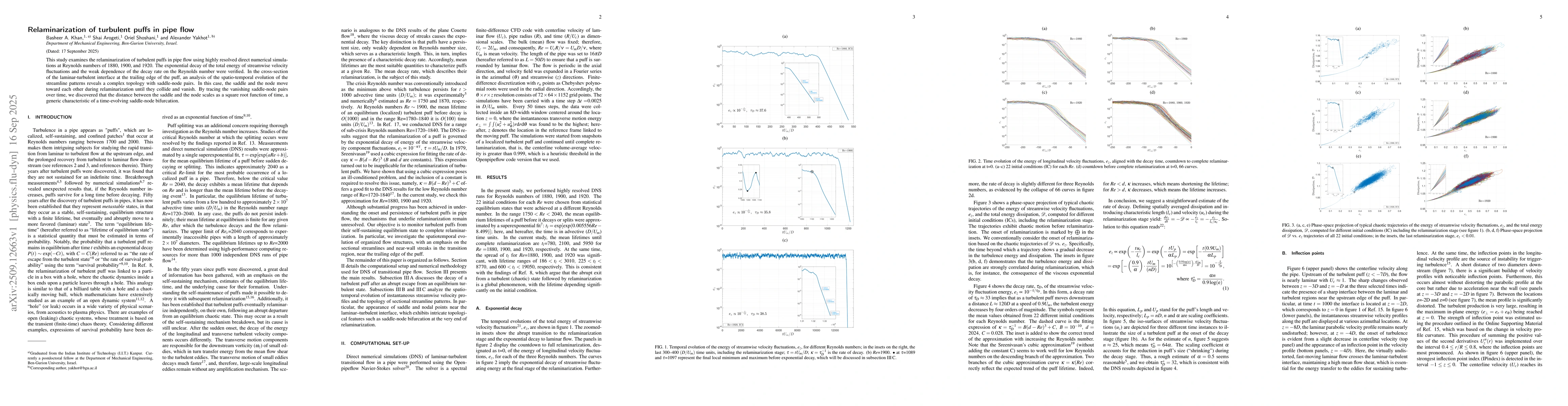 Thumbnail for Relaminarization of turbulent puffs in pipe flow