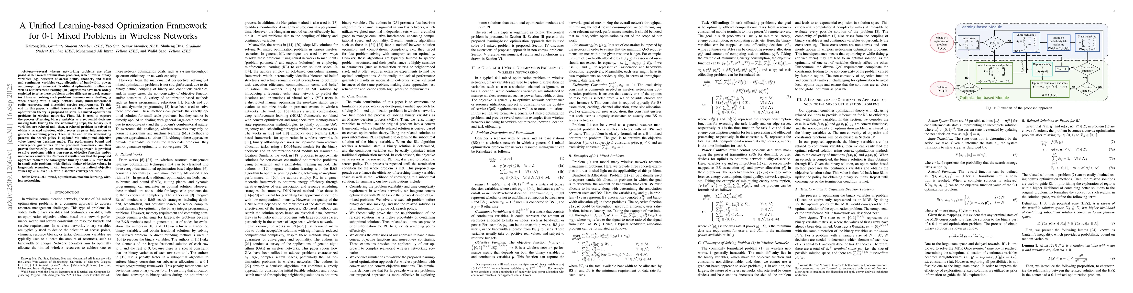 Thumbnail for A Unified Learning-based Optimization Framework for 0-1 Mixed Problems
  in Wireless Networks