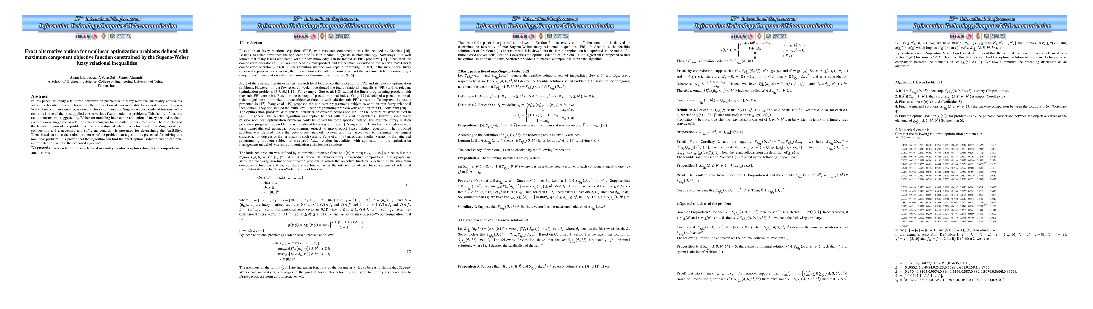 Thumbnail for Exact alternative optima for nonlinear optimization problems defined
  with maximum component objective function constrained by the Sugeno-Weber
  fuzzy relational inequalities