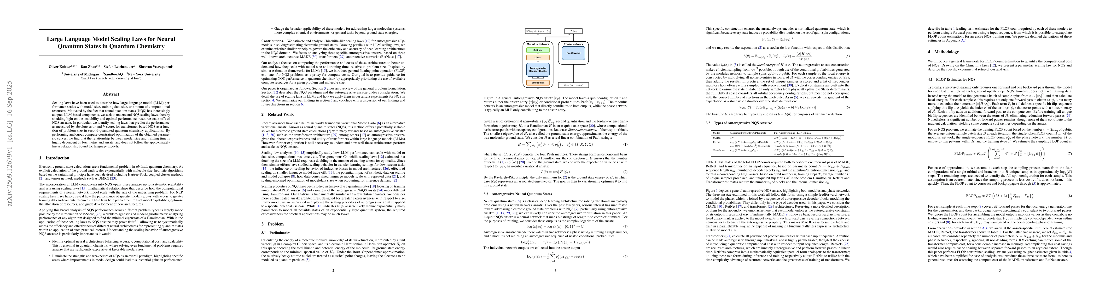 Thumbnail for Large Language Model Scaling Laws for Neural Quantum States in Quantum
  Chemistry